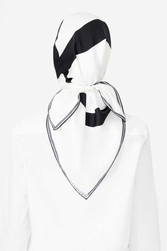 Noor S Twill Silk Scarf White - 2