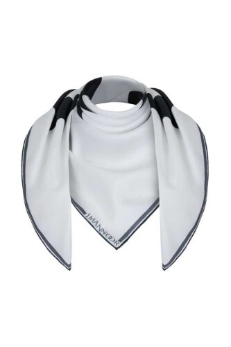 Noor S Twill Silk Scarf White - 4