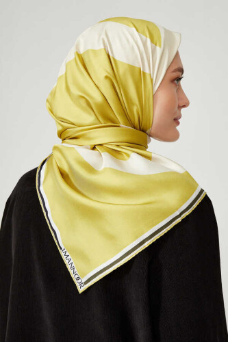 Noor Sarı Tivil İpek Eşarp - 6