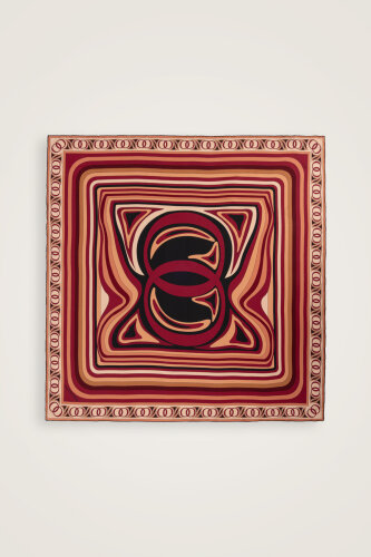 Noor with Waves Burgundy-Red Double-Sided Silk Scarf - 2