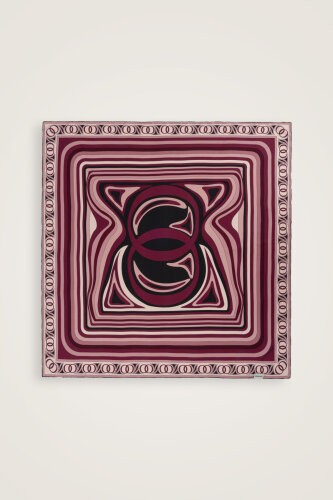 Noor with Waves Burgundy-Red Double-Sided Silk Scarf - 4