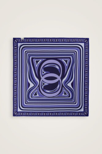 Noor with Waves Purple-Navy Blue Double-Sided Silk Scarf - 4