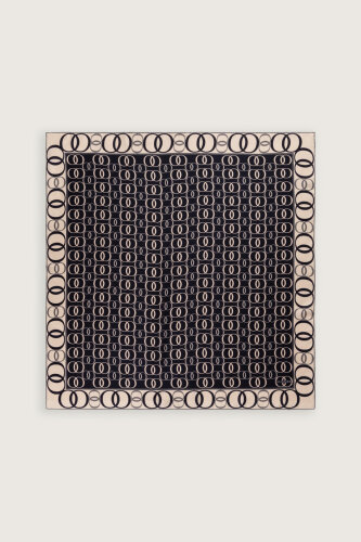 Noor Yolu 2 Siyah-Bej Tivil İpek Eşarp 90x90 - Imannoor (2)