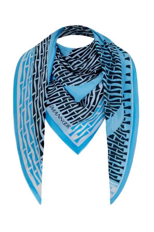 OO Logo Silk Shawl Blue - 5