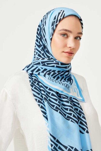 OO Logo Silk Shawl Blue - 4
