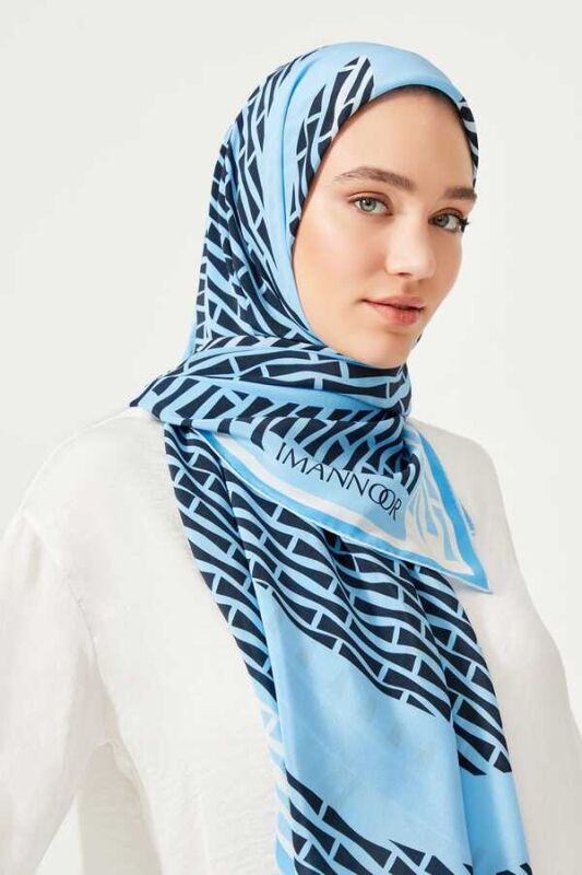 OO Logo Silk Shawl Blue - 4