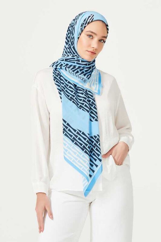 OO Logo Silk Shawl Blue - 2
