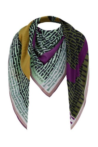 OO Logo Silk Shawl Green - 5