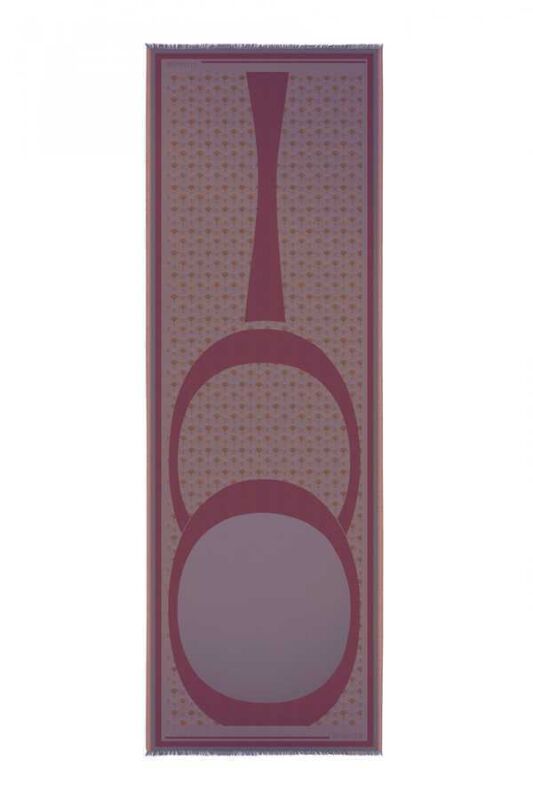 OO Monogram Pudra/Mor İpek Şal - 1