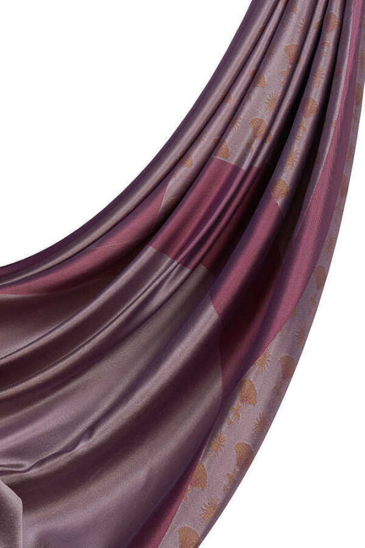 OO Monogram Pudra/Mor İpek Şal - 5