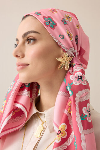 Örgü Mercan Tivil İpek Eşarp 90x90 - Imannoor (1)