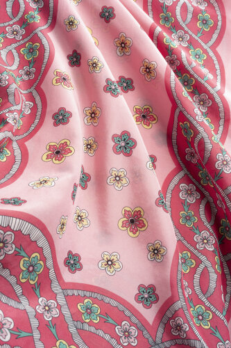 Örgü Pembe Floş Pamuk Şal 70x210 - Imannoor (2)