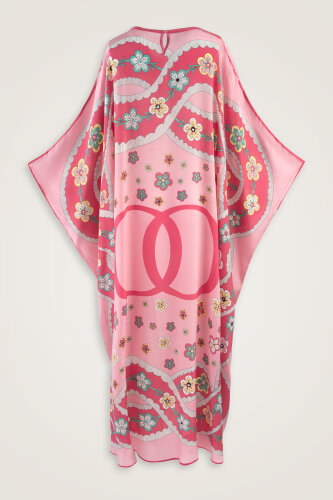 Örgü Pembe Krep İpek Kaftan - Imannoor (2)