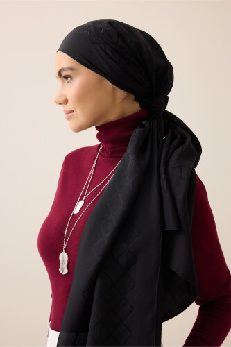 Oriental Cage Silk Shawl Black - 1