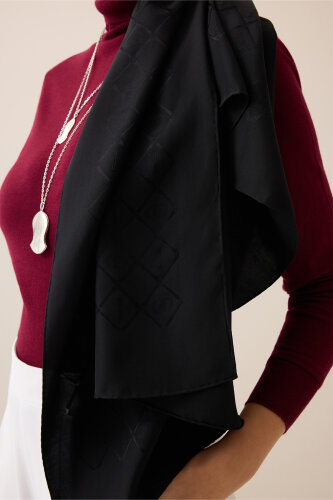 Oriental Cage Silk Shawl Black - 3