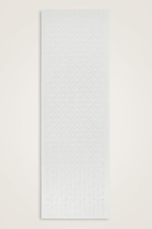 Oriental Chain Off-White Jacquard Silk Shawl - 2