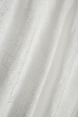 Oriental Chain Off-White Jacquard Silk Shawl - 4