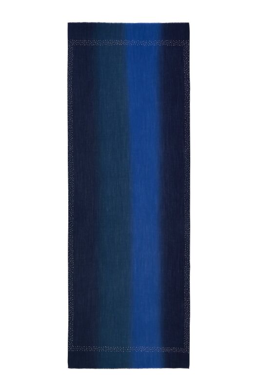 Oriental Nights Silk Shawl Dark Navy - 1