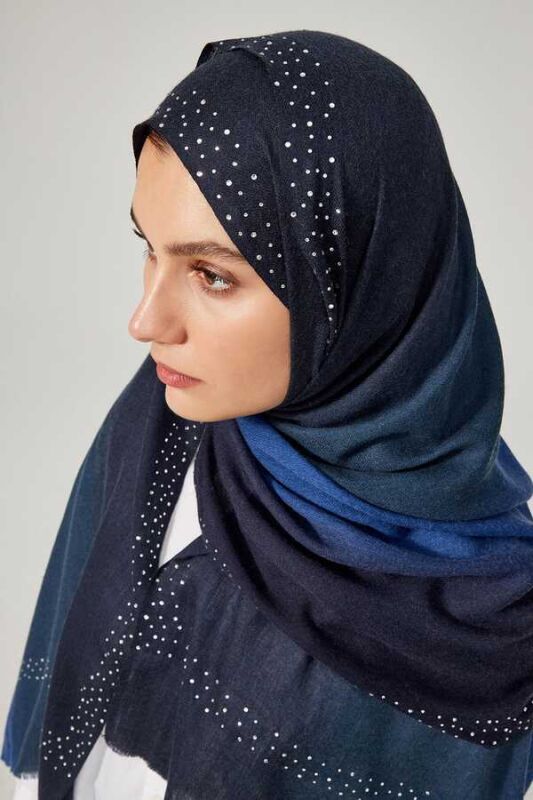 Oriental Nights Silk Shawl Dark Navy - 2