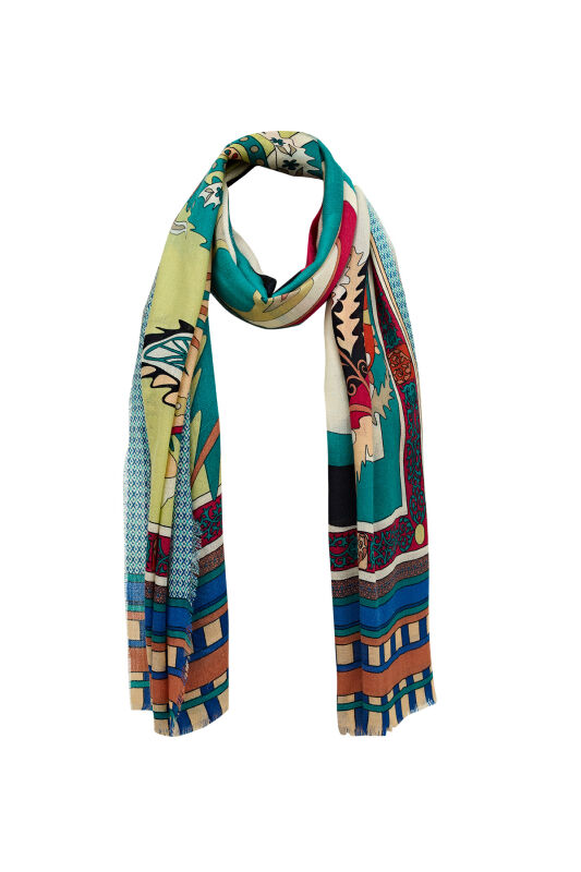 Ottoman Cashmere Silk Shawl Green - 7