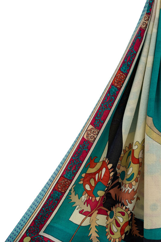 Ottoman Cashmere Silk Shawl Green - 5