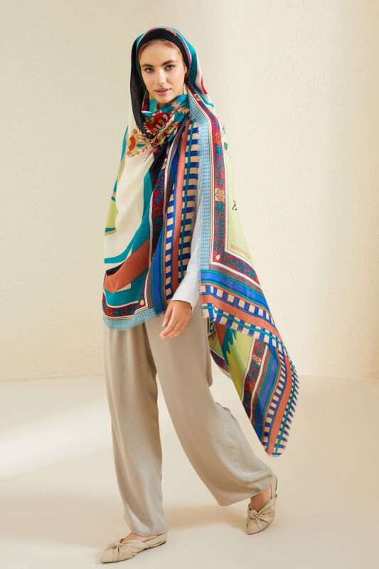 Ottoman Cashmere Silk Shawl Green - 6