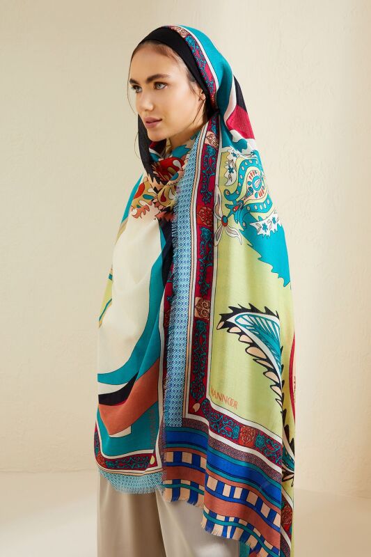 Ottoman Cashmere Silk Shawl Green - 2
