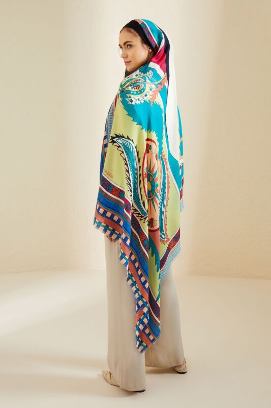Ottoman Cashmere Silk Shawl Green - 8