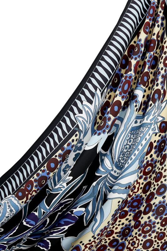Ottoman Flower Silk Shawl Blue - 5