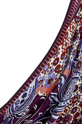 Ottoman Flower Silk Shawl Purple - 5