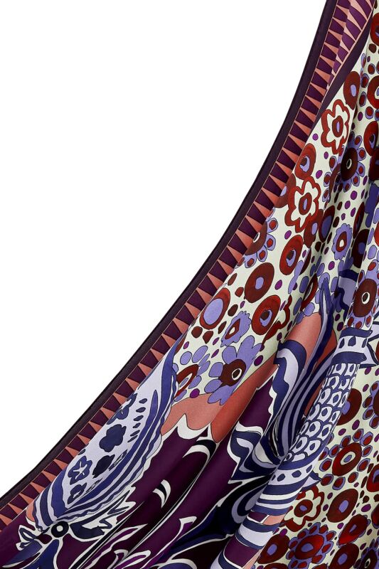 Ottoman Flower Silk Shawl Purple - 5