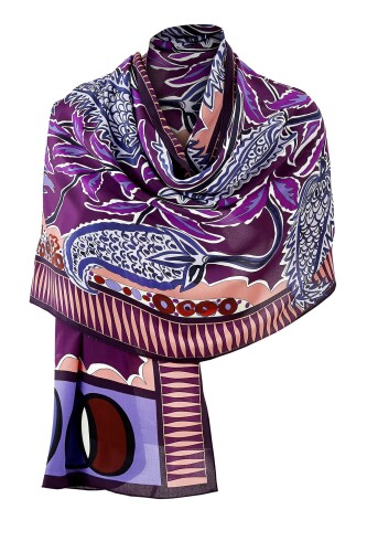 Ottoman Flower Silk Shawl Purple - 7