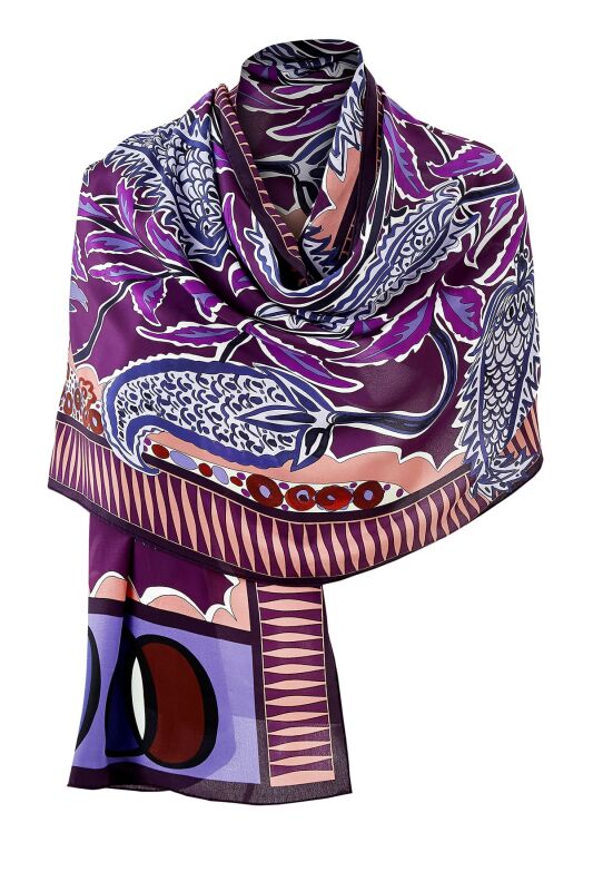 Ottoman Flower Silk Shawl Purple - 7