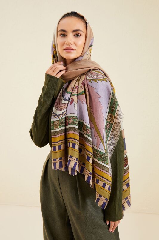 Ottoman Haki Kaşmir İpek Şal - 2