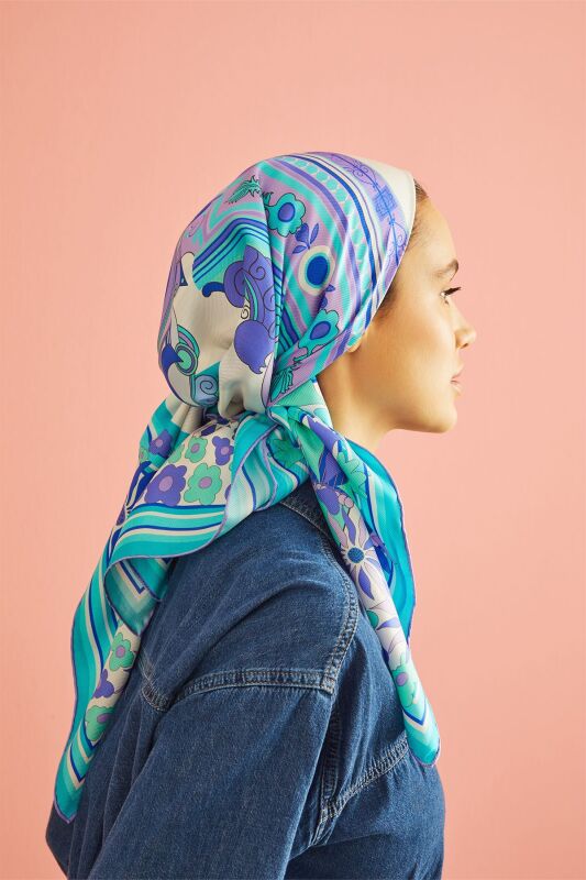 Palace Gate Silk Scarf Turquoise - 1