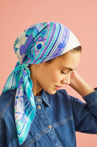 Palace Gate Silk Scarf Turquoise - 4
