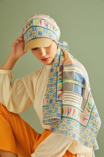Palace Gate Silk Shawl Blue - 2