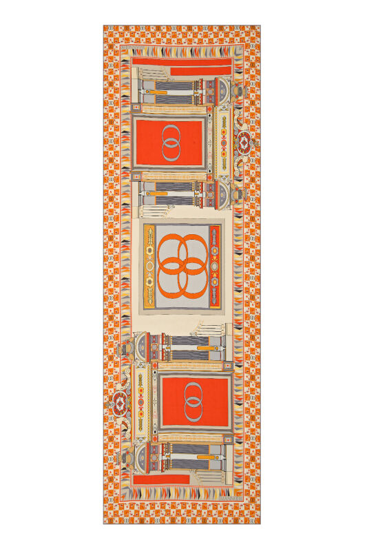 Palace Gate Silk Shawl Orange - 1