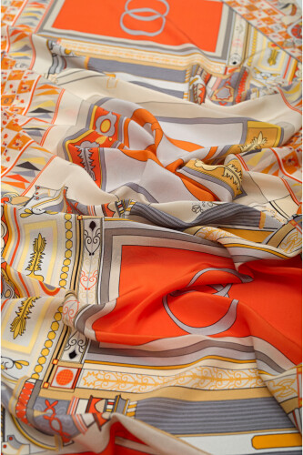 Palace Gate Silk Shawl Orange - 3