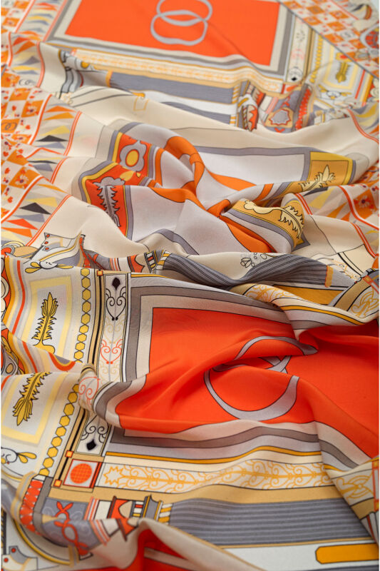 Palace Gate Silk Shawl Orange - 3