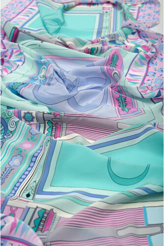 Palace Gate Silk Shawl Turquoise - 3
