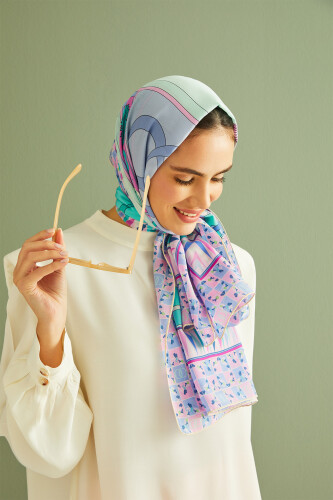 Palace Gate Silk Shawl Turquoise - 4