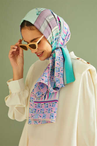 Palace Gate Silk Shawl Turquoise - 2