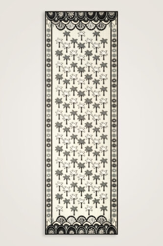 Palm Island Black-Cream Cotton Silk Shawl - Imannoor (1)