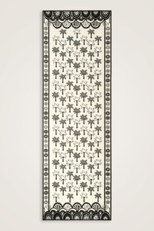 Palm Island Black-Cream Cotton Silk Shawl - 2