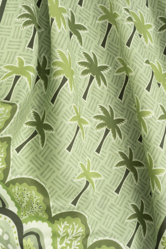 Palm Island Green Cotton Silk Shawl - 4