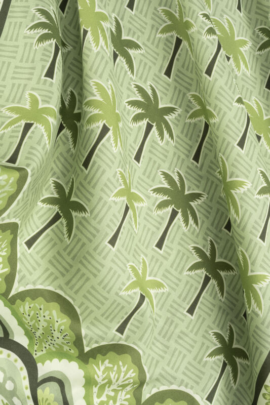 Palm Island Green Cotton Silk Shawl - 4