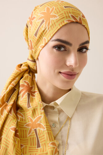 Palm Island Saffron Cotton Silk Shawl - 3