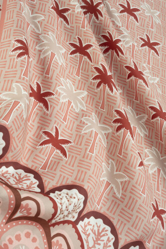 Palm Island Salmon Cotton Silk Shawl - 4