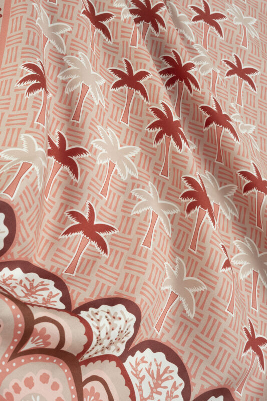 Palm Island Salmon Cotton Silk Shawl - 4